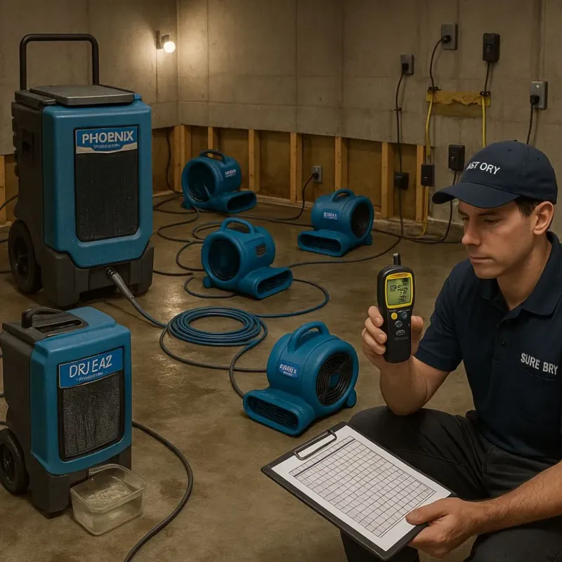 Structural Drying and Dehumidification process in Marshall County, OK